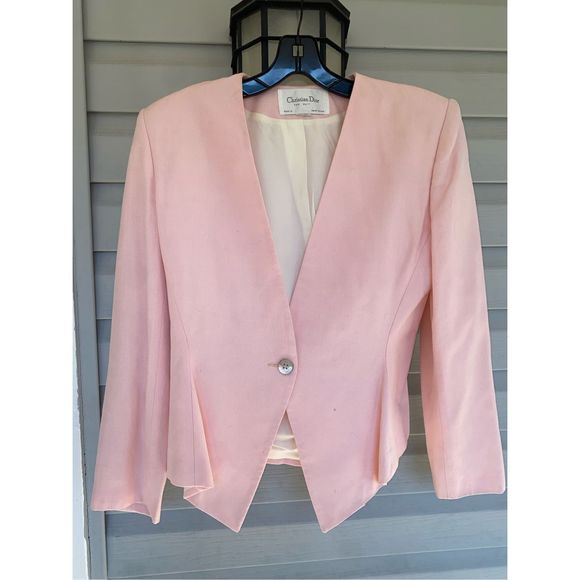 Christian Dior 'The Suit' Pink Mother of Pearl One-Button Blazer Size *Small